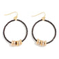 280932 Seed Beaded Hoop Drop Earring Featuring Gold Tone Rhinestone Studded Discs