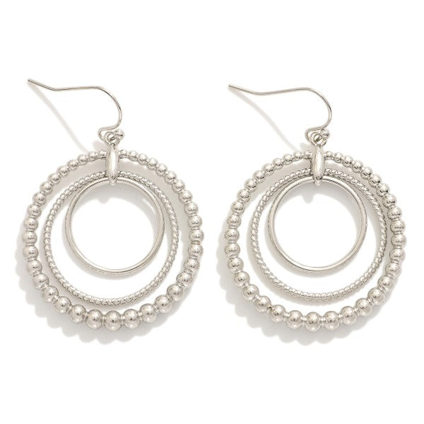 280986 Linked Hoop Drop Earrings Featuring Beaded Detail