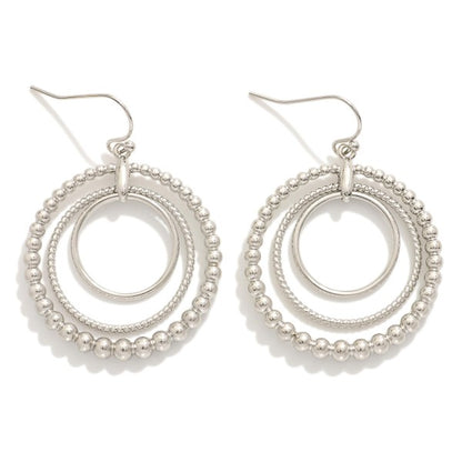280986 Linked Hoop Drop Earrings Featuring Beaded Detail