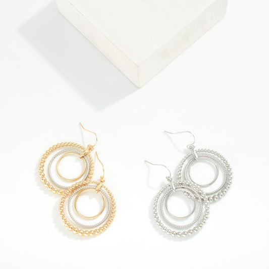 280986 Linked Hoop Drop Earrings Featuring Beaded Detail