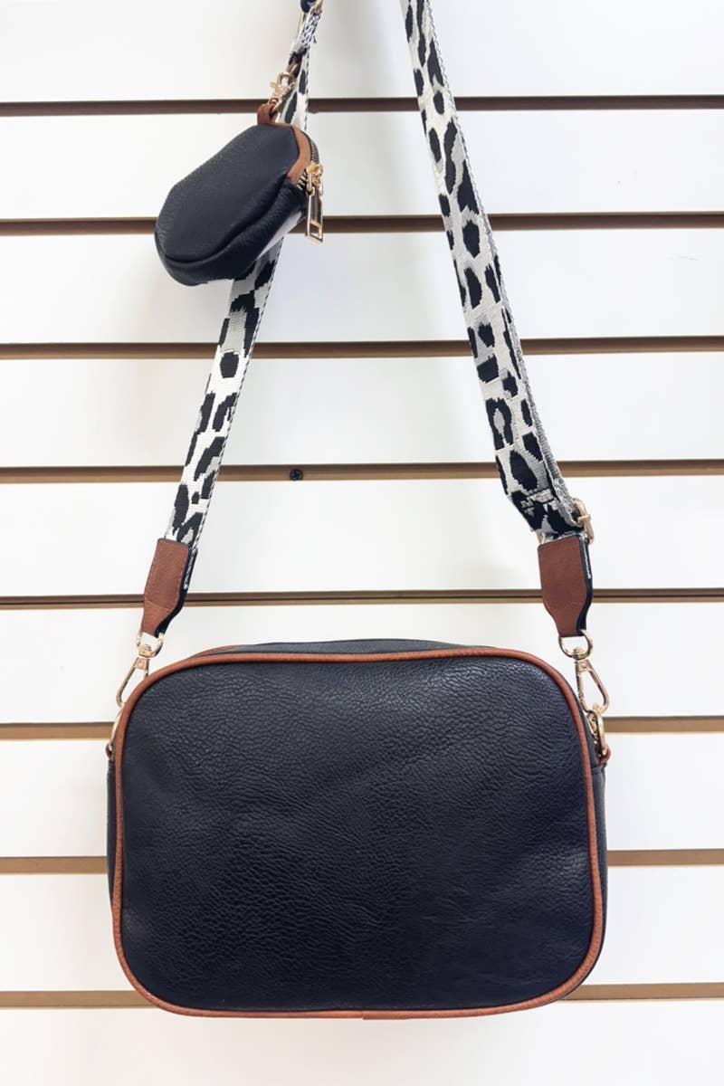 COW PRINT HANDBAG WIHT COIN PURSE