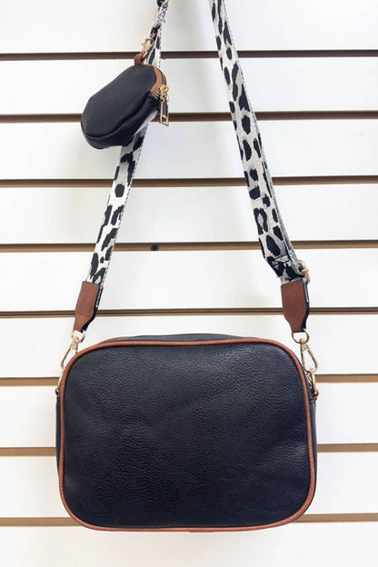 COW PRINT HANDBAG WIHT COIN PURSE