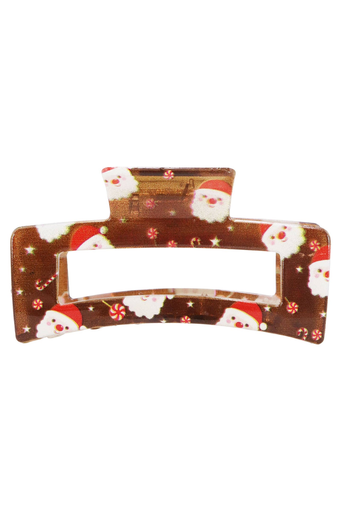 Christmas Santa Clear Block Hair Claw - 12 pcs