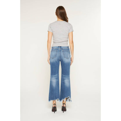 Mica High Distressed Wide Leg Crop Jeans