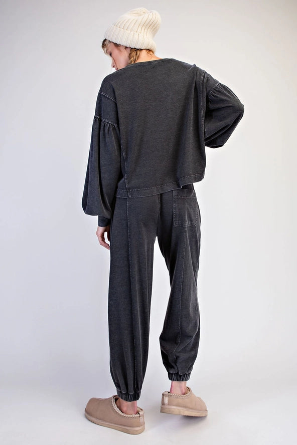 Rae Mode Mineral Washed Balloon Sleeve Top Shirt 0033