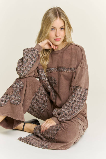 Mineral Washed Tweed Daisy patch Wide leg pants HP6751