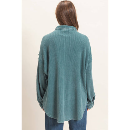 HYFVE Mineral Washed Waffle Knit Shacket DZ26E249