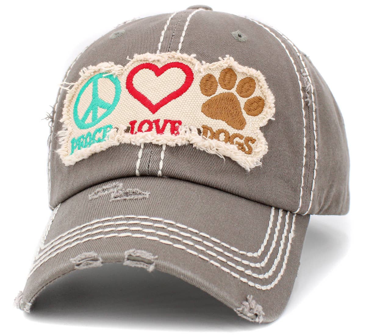 Peace Love Dogs Vintage Ballcap