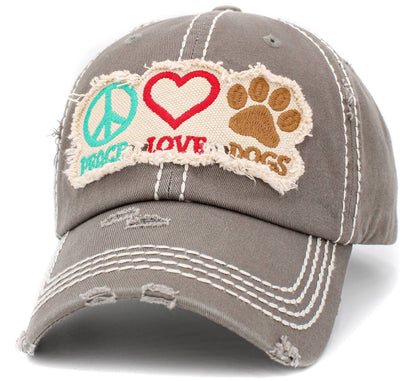 Peace Love Dogs Vintage Ballcap