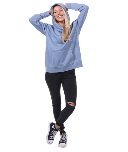 Ladies Crossover Hoodie - Garment Burnout Fleece