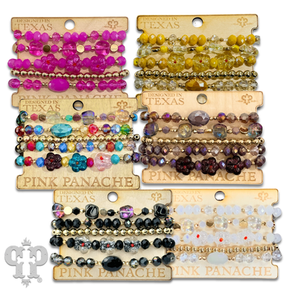 Glass bead variety mix bracelet stack - LC