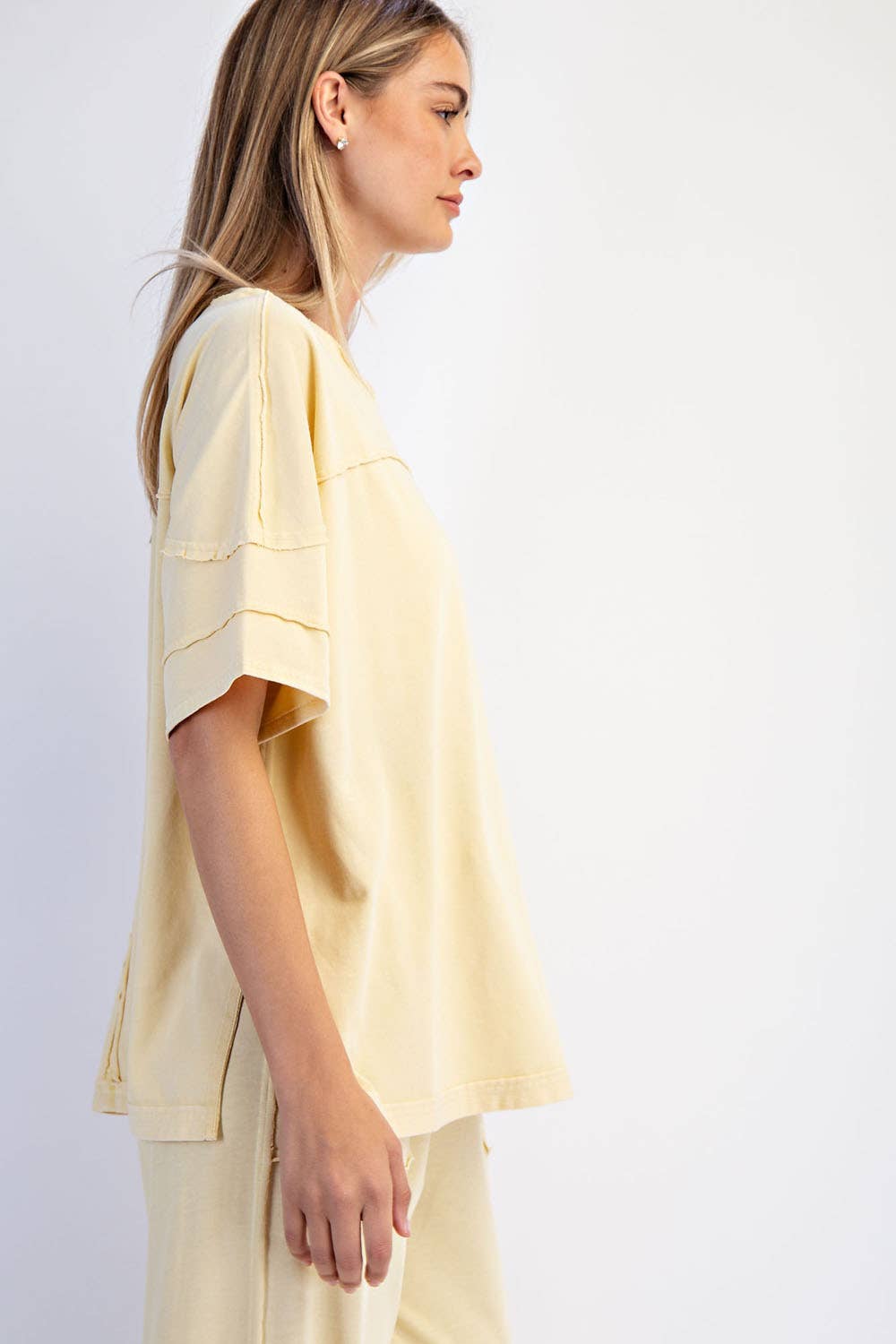 Rae Mode Mineral Washed Short Sleeve Top T Shirt T9984