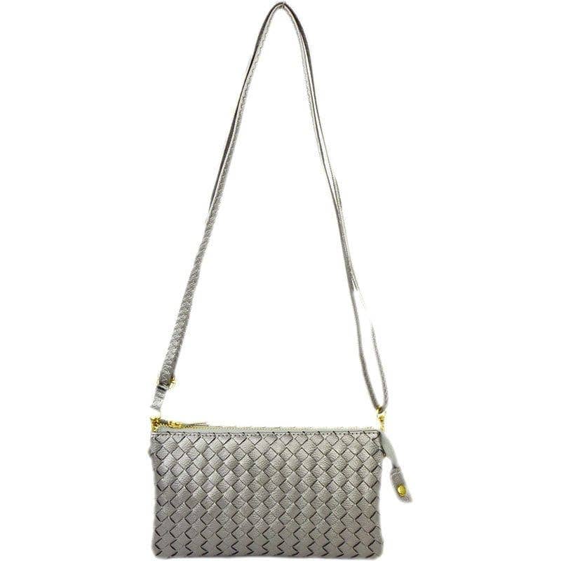 7050 Kathy Woven Three Compartment Clutch/Crossbody Bag