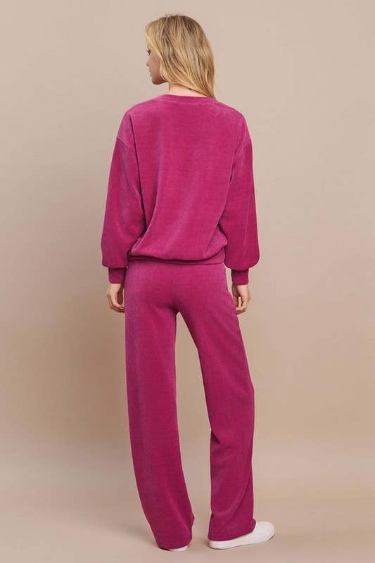 Yelete Relaxed Fit Corduroy Rib Knit Top TP2403