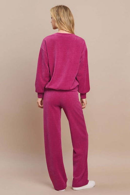 Yelete Relaxed Fit Corduroy Rib Knit Top TP2403