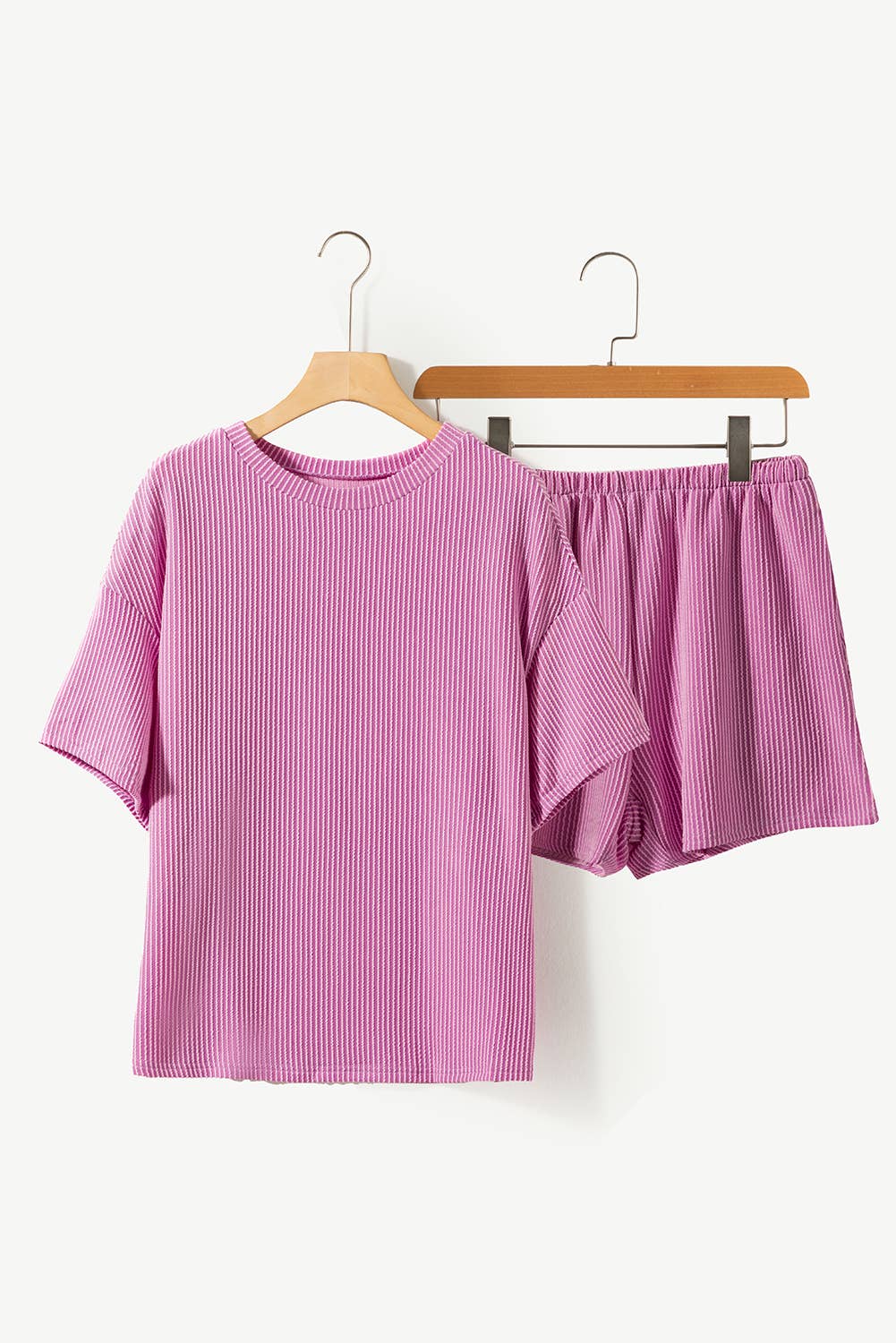 Pink Med Textured Knit Loose Fit Tee Shirt Sz Med