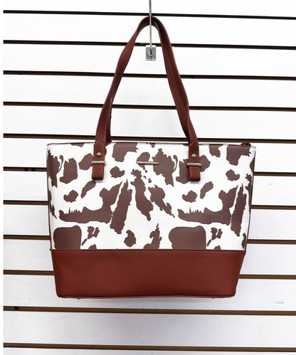 COW HANDBAG TOTE BAG CROSS BAG CLUTCH PURSE SET 3PCS