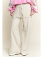 Mineral Wash Side Knit Detail Wide Leg Pants