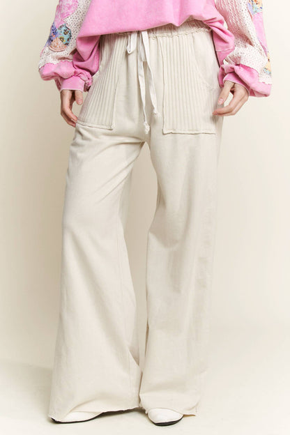 Best Mineral Wash Side Knit detail wide leg pants HE5878P