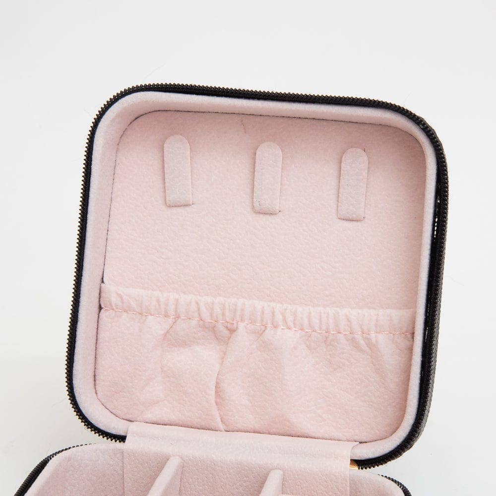 TG10707 Quilted Zip Around Square Jewelry Box