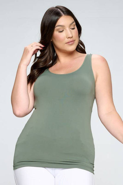 Yelete Seamless U or V-Neck Longline Tank plus