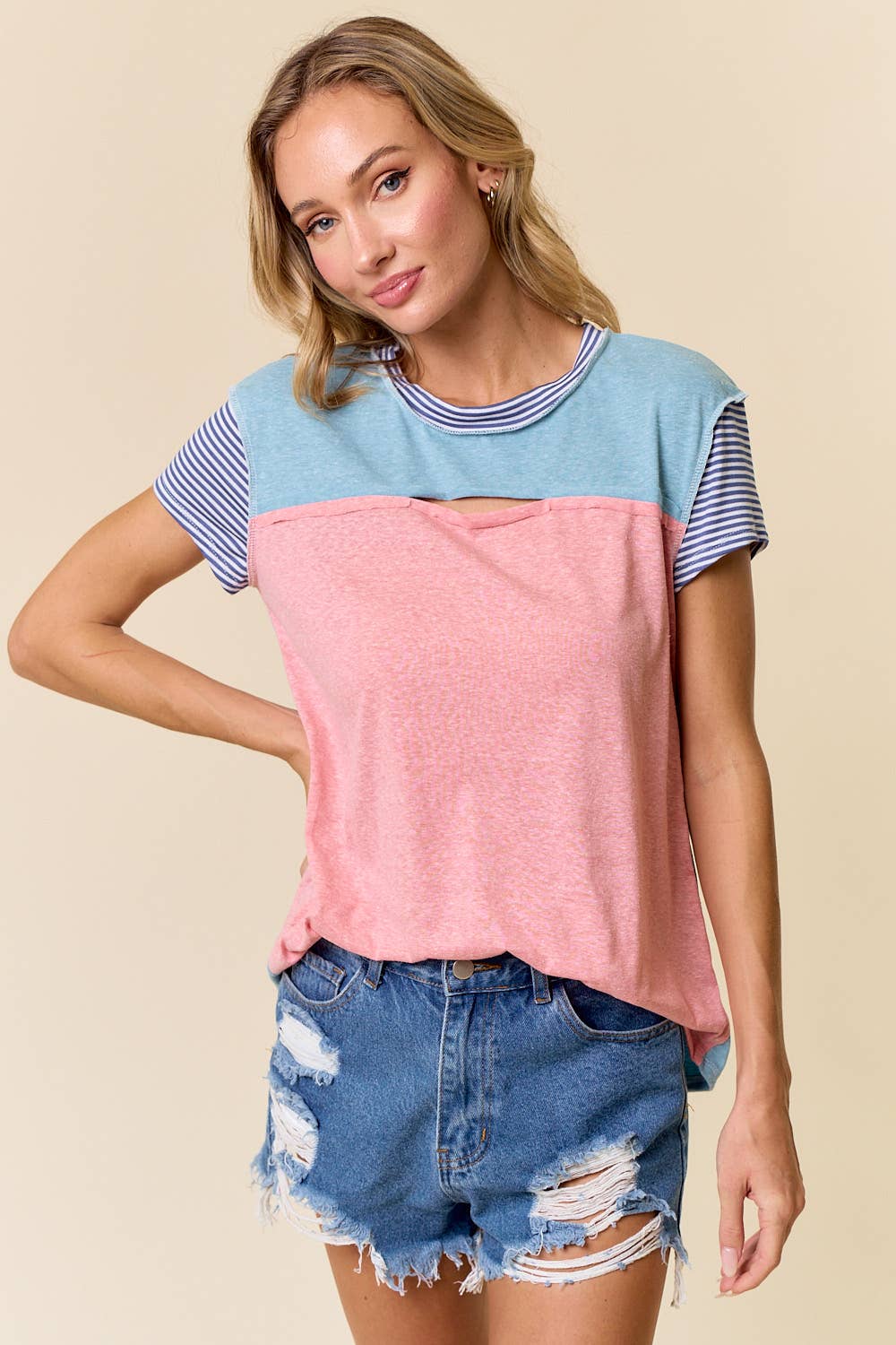 LMT4400-Daring Diva Top: BLUE/CORAL / M