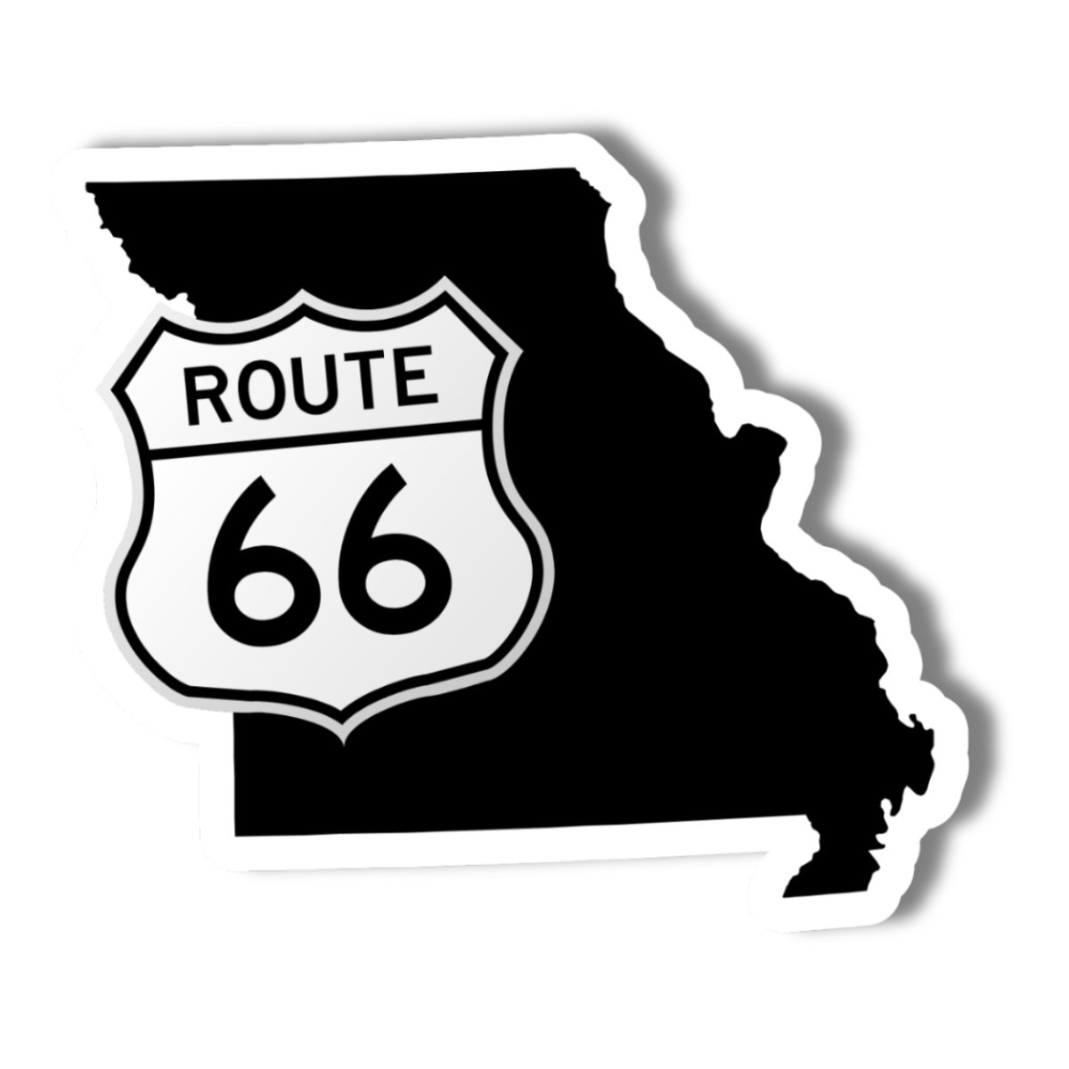 Missouri and Route 66 Highway Sign - 3" Vinyl Sticker