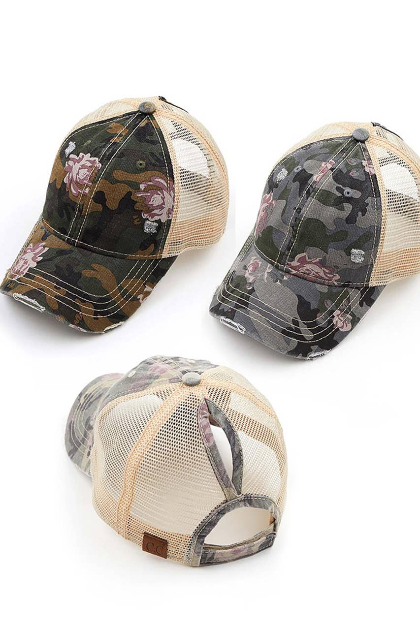 C.C Floral Camo Mesh Pony Cap