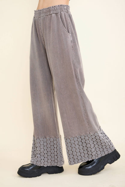 Mineral Washed Flower Daisy Long Leg Pants HP6016P1