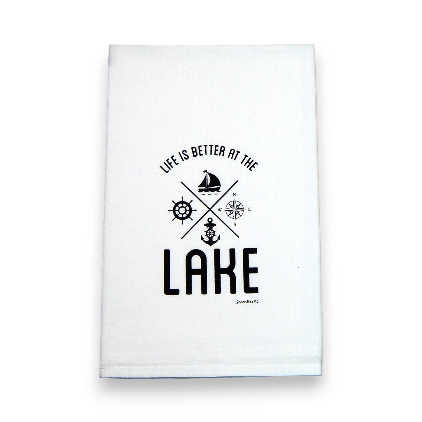 Life is Better at the Lake Flour Sack Kitchen Tea Towel