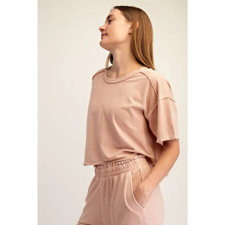 Rae Mode Mineral Washed Boxy Crop Top (Style T0138)