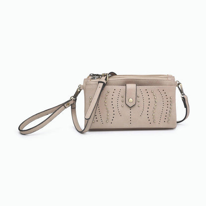 WL2229 Ayra Studded Front Wallet/Clutch/Crossbody: Dusty Blue