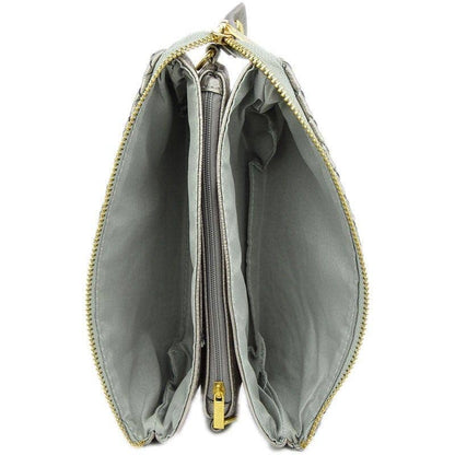 7050 Kathy Woven Three Compartment Clutch/Crossbody Bag