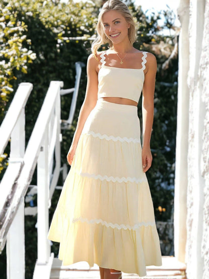 Two-Piece Set with Ruffle Skirt and Cropped Top