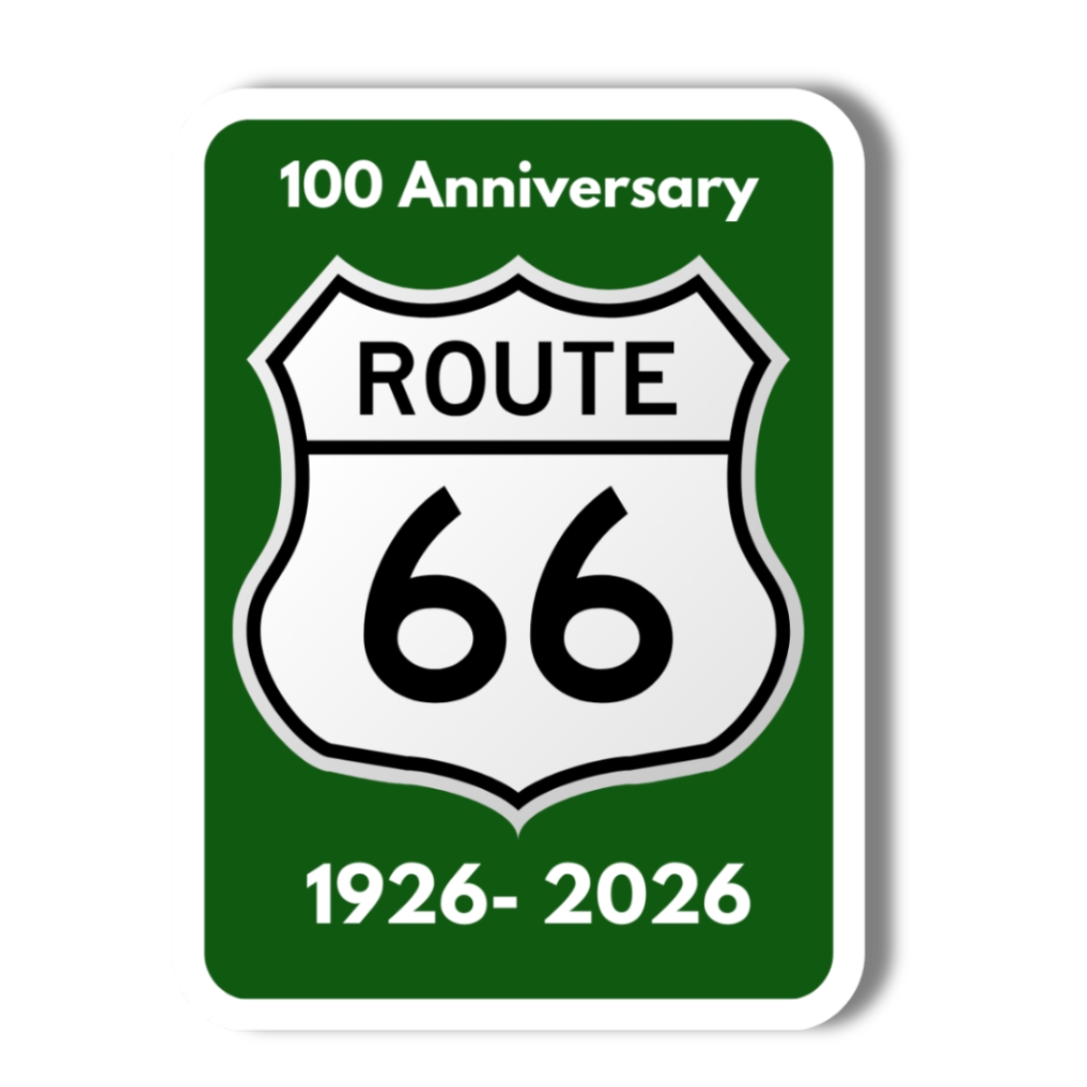 100 Anniversary of Route 66 Highway Sign - 3" Vinyl Sticker