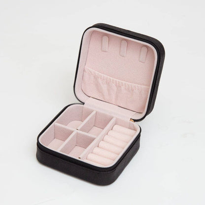 TG10699 Rhinestone Zip Around Square Jewelry Box