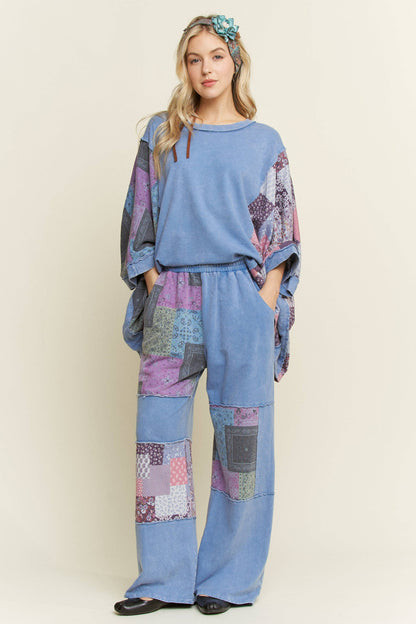 Mineral Washed Boho Block Patch pants HP6579