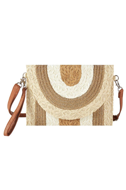 MB0291 Metallic Lined Multi Color Straw Clutch/Crossbody Bag