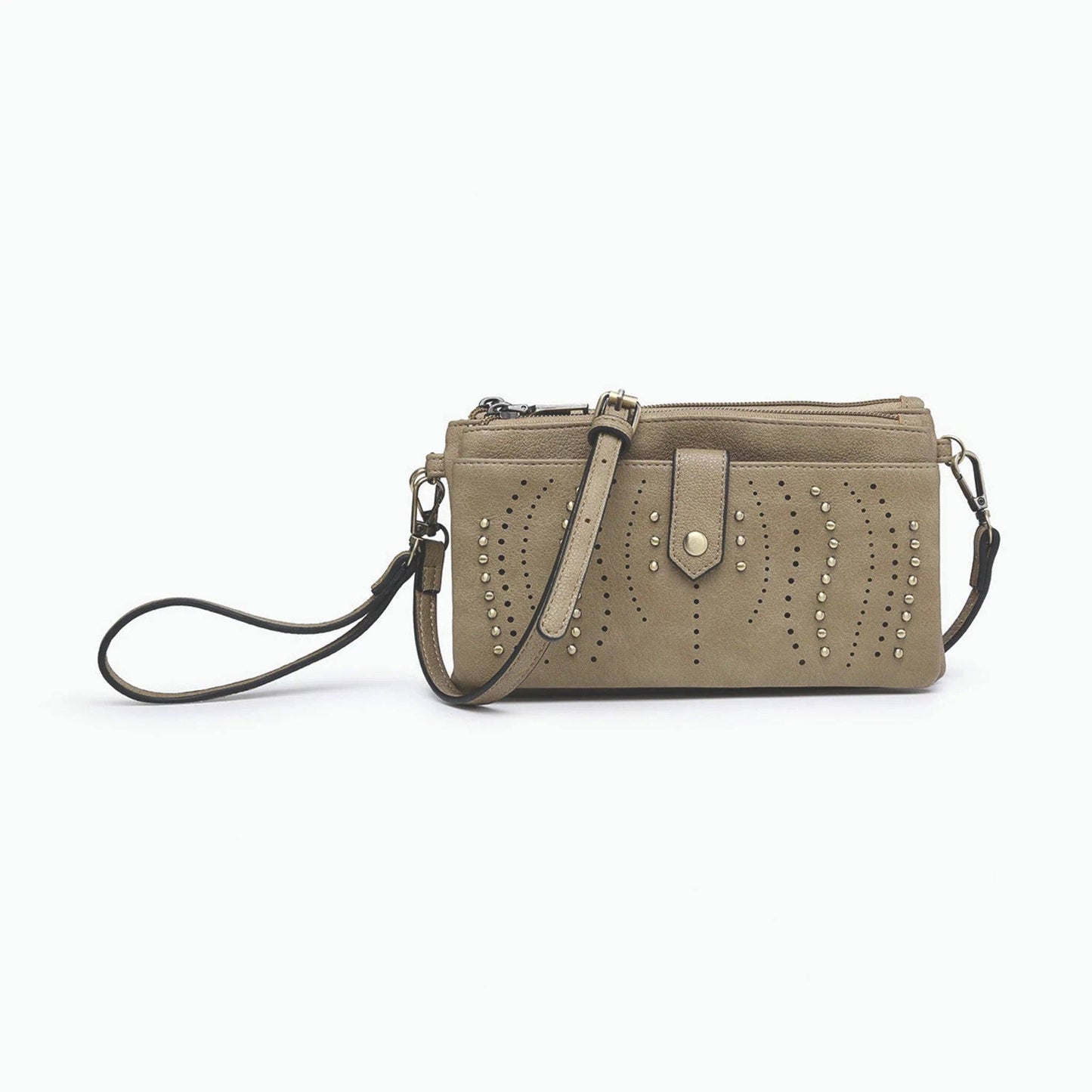 WL2229 Ayra Studded Front Wallet/Clutch/Crossbody: Dusty Blue