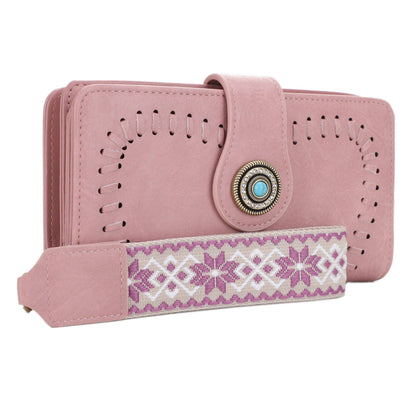 ES60166 Dolly Western Wallet With Boho Wristlet Strap: Teal