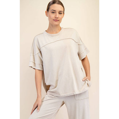 Rae Mode Mineral Washed Short Sleeve Top T Shirt T9984
