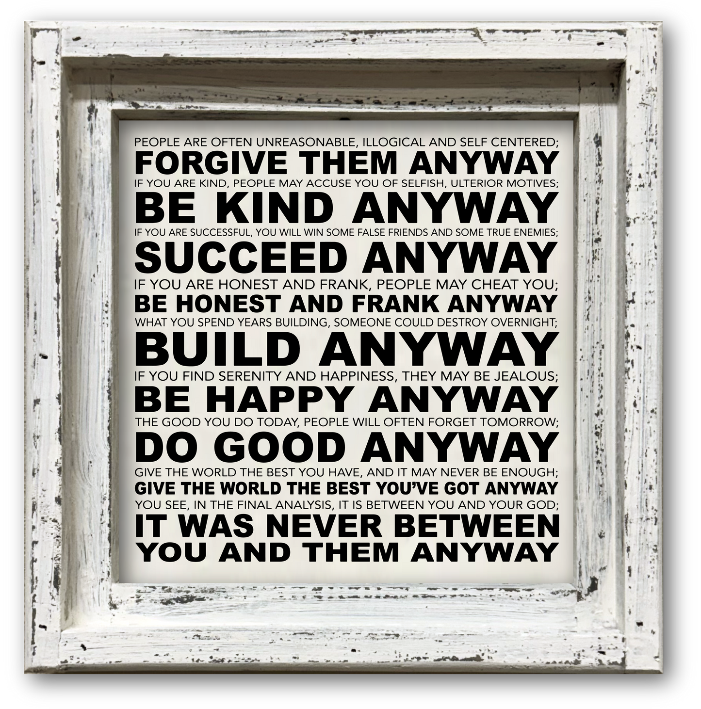 FRAMED CANVAS DO IT ANYWAY POEM BY MOTHER THERESA