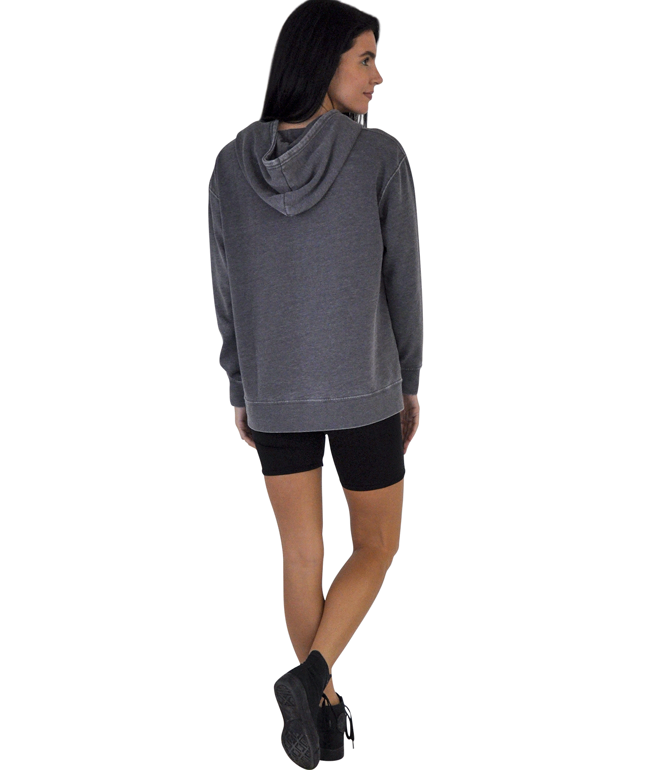 Ladies Crossover Hoodie - Garment Burnout Fleece