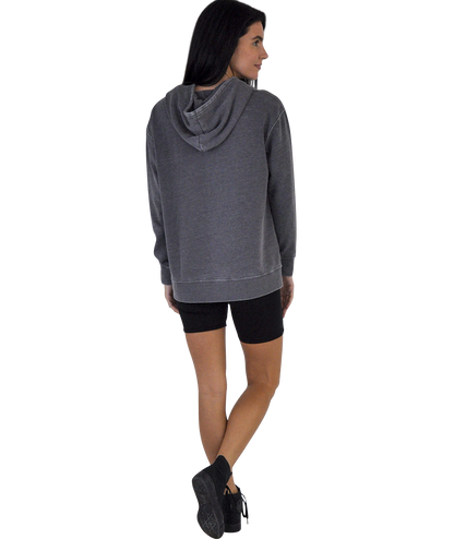 Ladies Crossover Hoodie - Garment Burnout Fleece