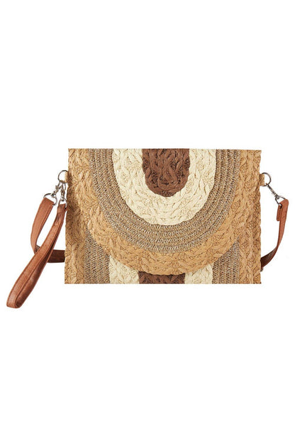 MB0291 Metallic Lined Multi Color Straw Clutch/Crossbody Bag