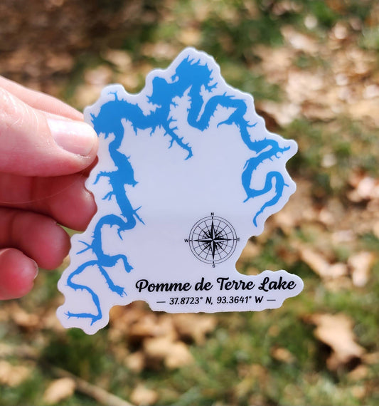 Pomme de Terre Lake Coordinates - Waterproof Vinyl Sticker