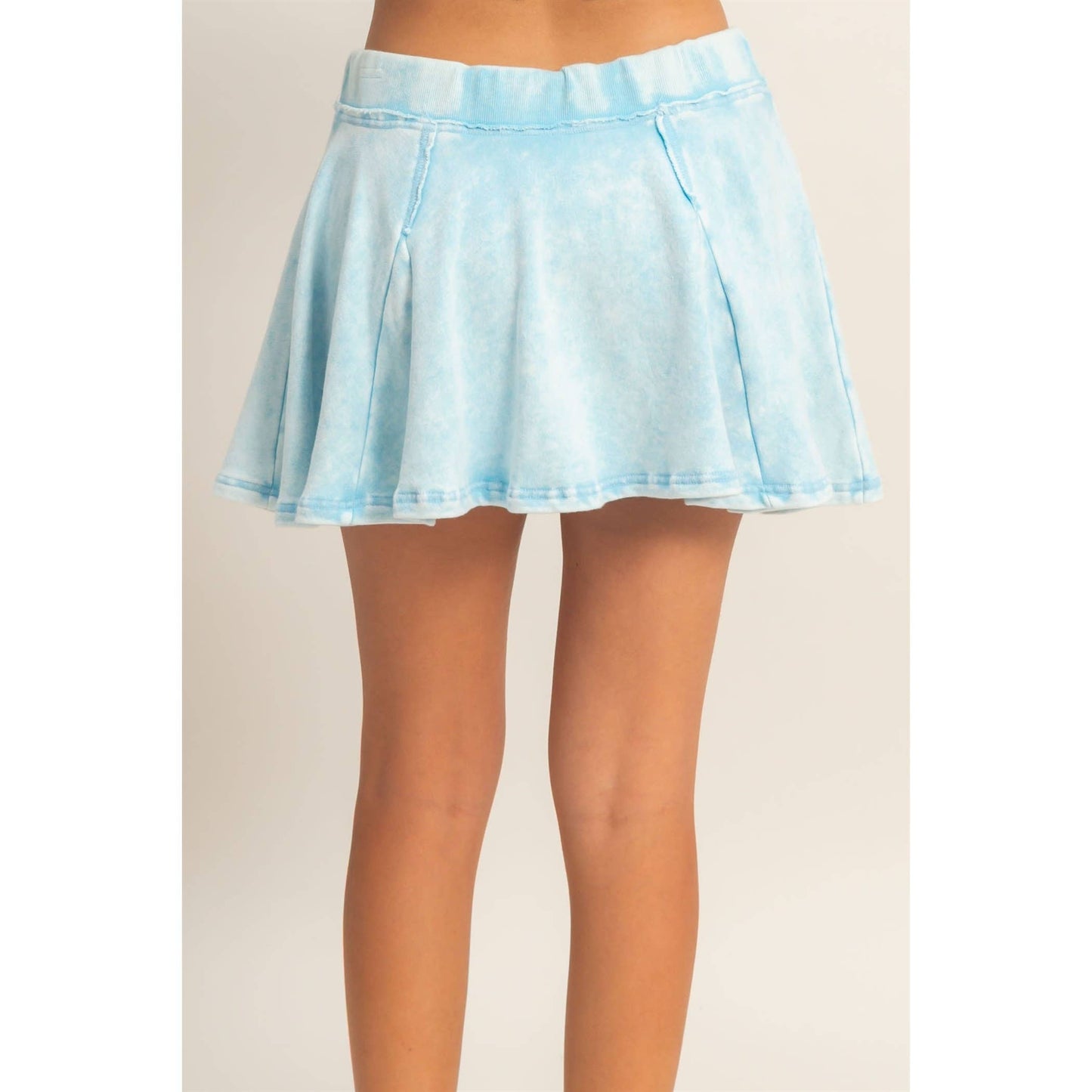 Acid Washed Mid Waist Flowy Skort