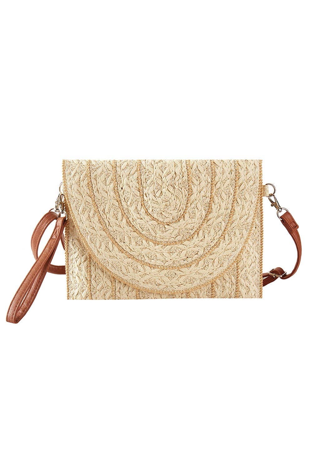 MB0292 Stitch Detailed Straw Clutch/Crossbody Bag