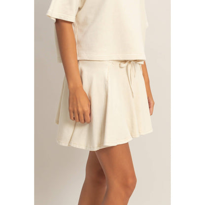 Acid Washed Mid Waist Flowy Skort