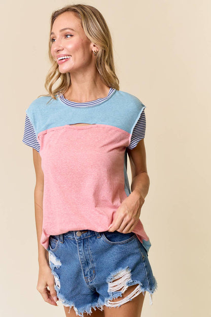 LMT4400-Daring Diva Top: BLUE/CORAL / M